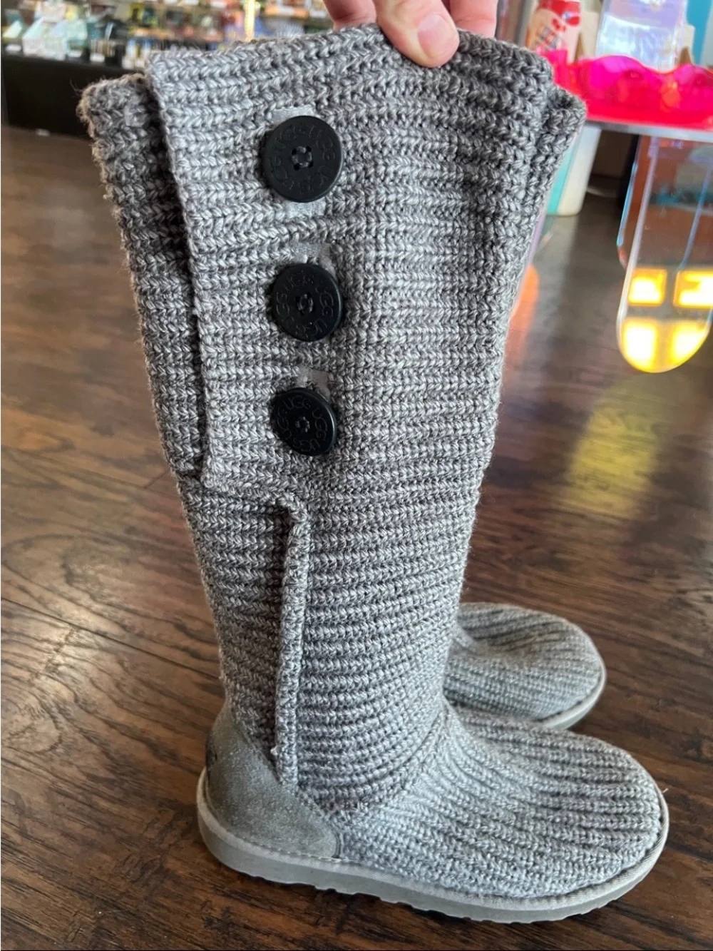 UGG Classic Cardy knit Grey boots size 6